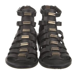 Rick Owens Leather Gladiator Cage Wedge Sandals